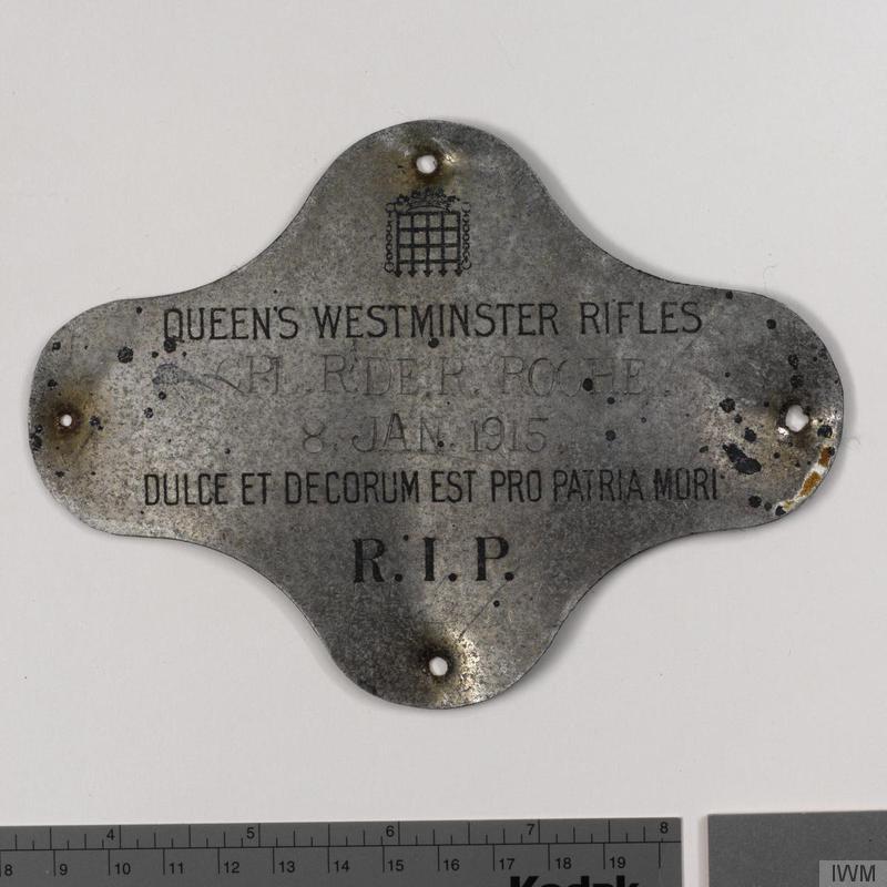 Temporary Grave Marker held at the IWM, London