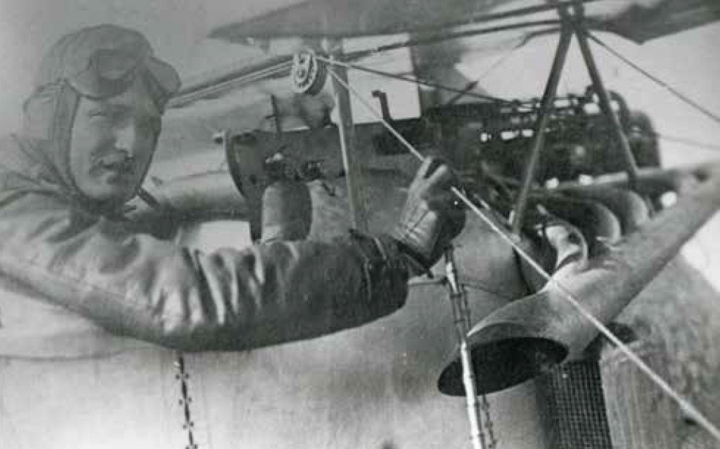 Max Ritter von Mulzer pictured in his Fokker aircraft